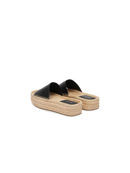 Calvin Klein Espadrile Flatf Espa Mule Lth Mg črna