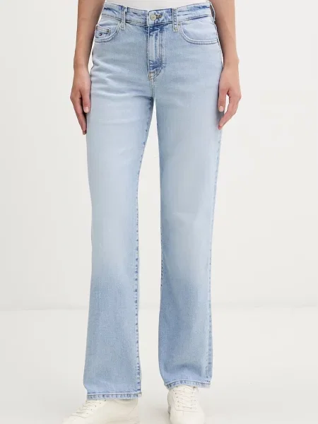 Tommy Jeans blugi straight pentru femei albastru