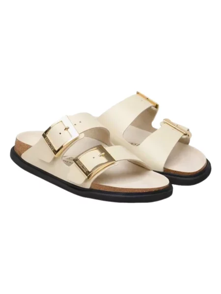 Klapki Birkenstock skórzane beżowe