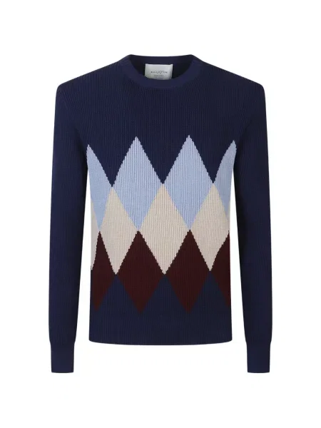 Pulover Ballantyne cu model argyle albastru
