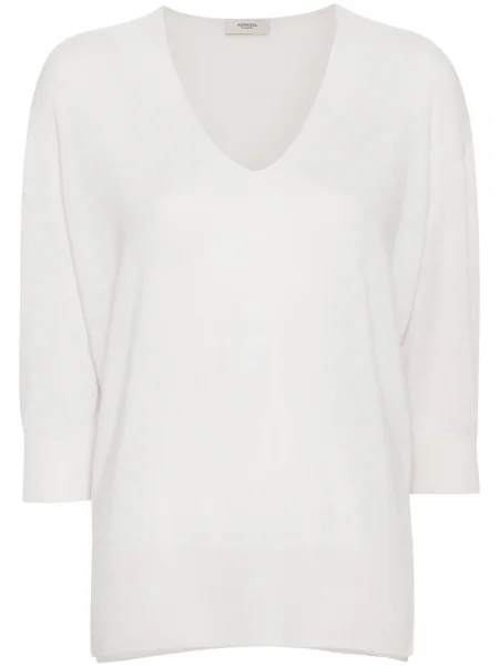 Dzianinowy top Agnona z dekoltem w serek szary