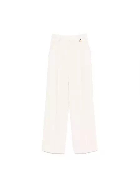 Szerokie spodnie Elisabetta Franchi z krepy beżowe