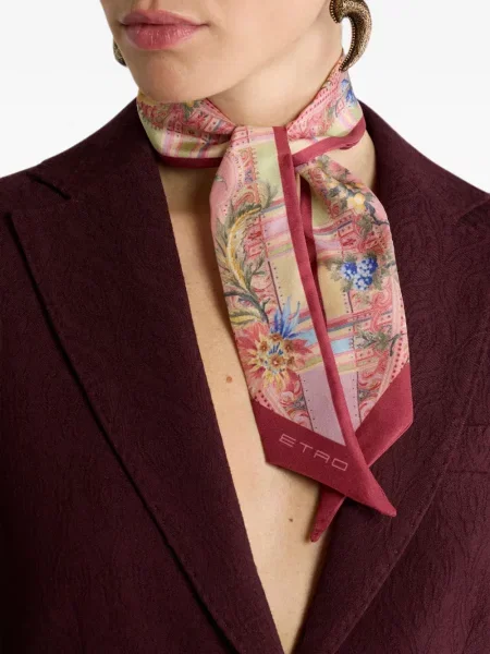 Fular Etro de mătase cu imagine cu model paisley roz