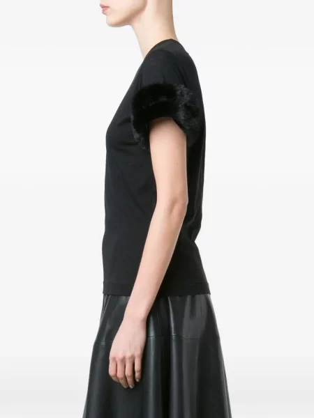Garnitură de blană tricou Comme Des Garçons cu blană negru