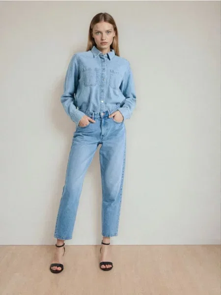 Класичні джинси mom fit синій