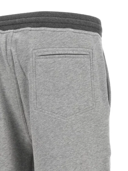 Bermude Brunello Cucinelli cu broderie din material terry gri