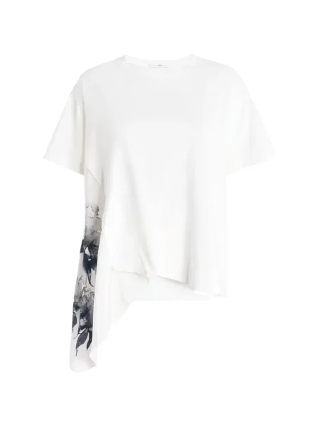 Tricou High cu model floral cu imagine alb