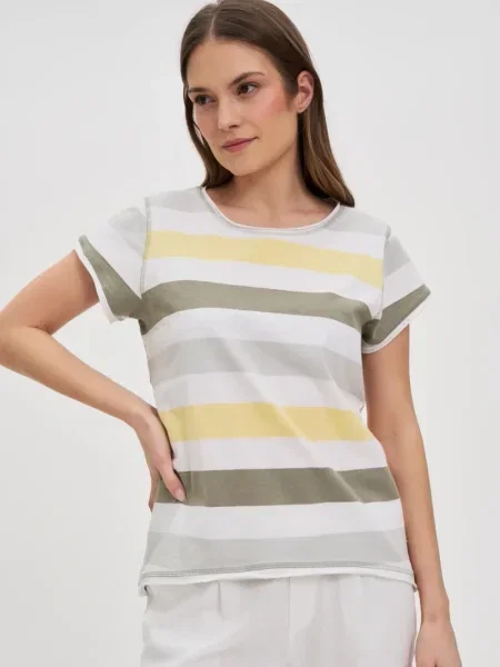 Tricou Marisse cu dungi alb