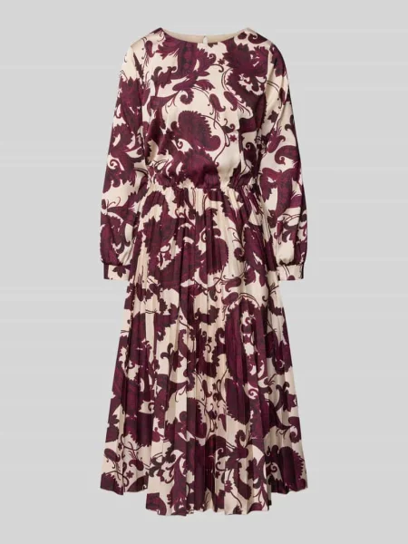 Sukienka koktajlowa z okrągłym dekoltem Rinascimento bordowa