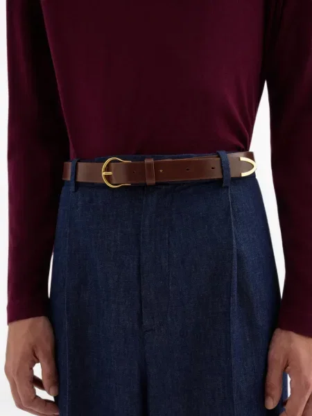 Cu centură curea Jil Sander din piele cu cataramă maro