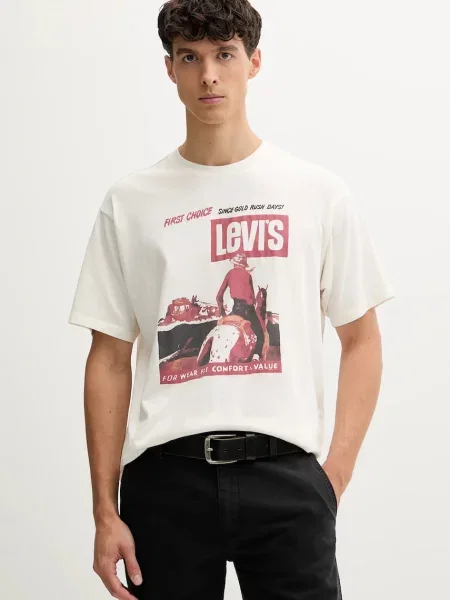 Тениска Levi's с принт бежово