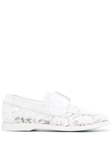 Pantofi loafer Le Silla cu model floral din dantelă alb