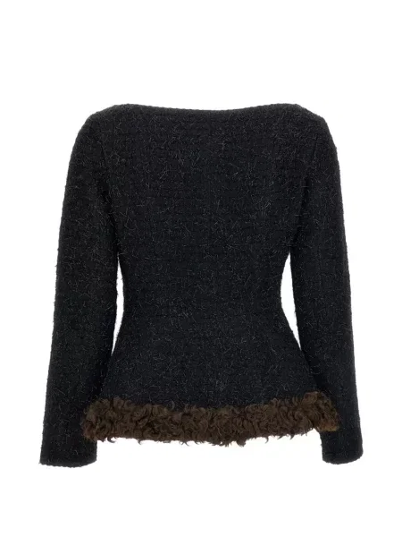 Garnitură de blană geacă Simone Rocha din tweed negru