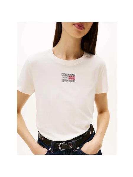 Tommy Jeans T-shirt Party Flag Écru bijela