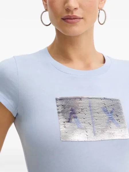 Tričko Armani Exchange s flitry modré