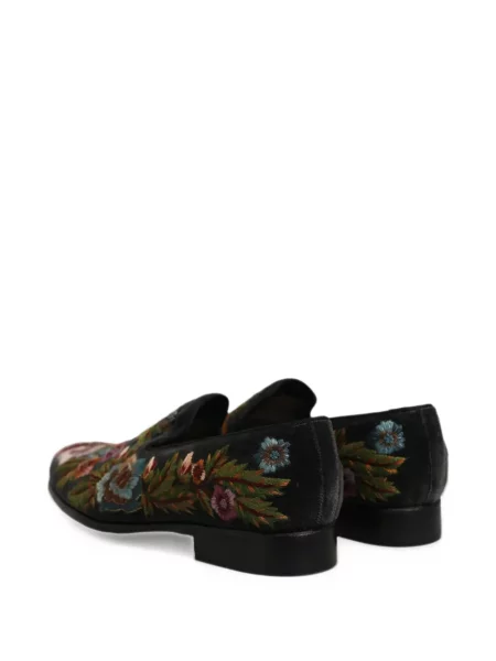 Loaferice Dolce & Gabbana od samta s cvjetnim printom crna