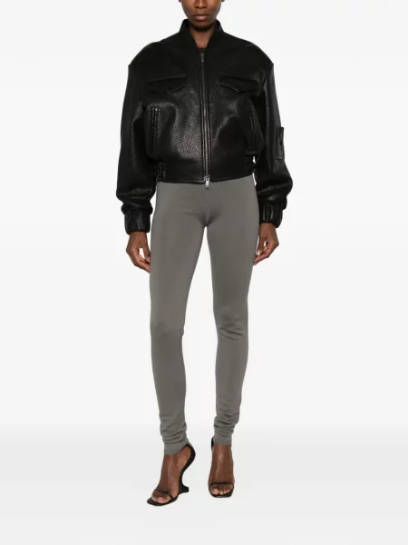Pantaloni Rick Owens cu talie înaltă tricotate gri