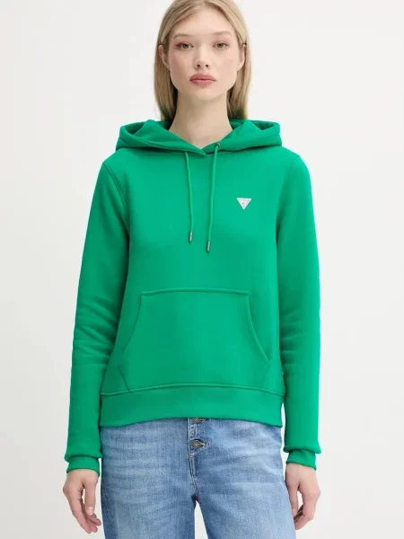 Guess Jeans bluza z kapturem gładka zielony
