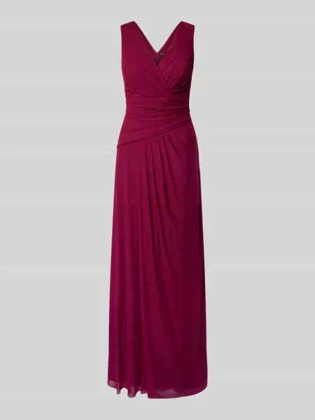 Sukienka wieczorowa z dekoltem w serek Vera Mont bordowa