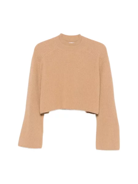 Krótki prążkowany sweter Max Mara brązowy