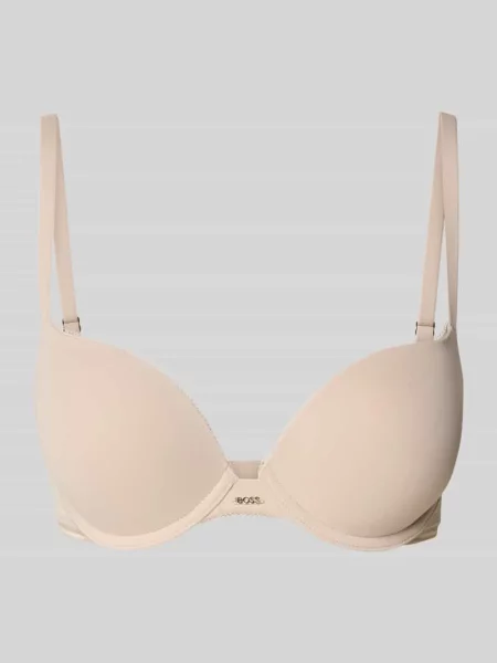 Biustonosz push up z obszyciem koronką model ‘PURE’ Boss beżowy