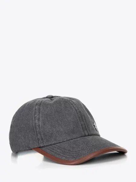 Czapka z daszkiem z domieszką bawełny unisex szaro brązowa