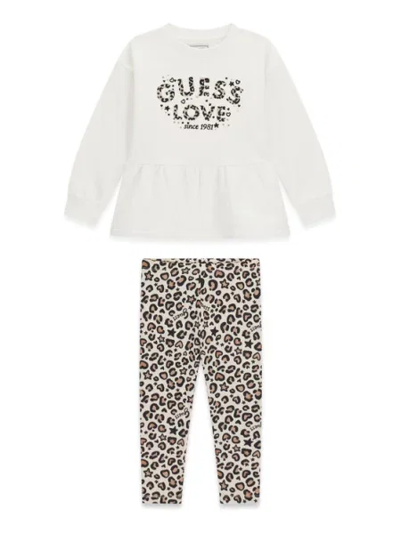 Guess Комплект суитшърт и клин Кремав