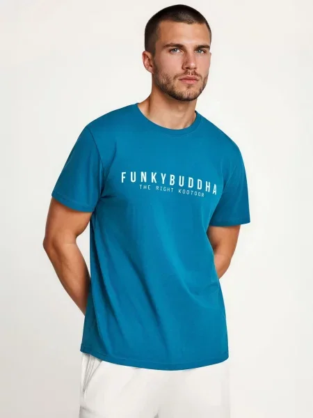 Funky Buddha Tricou albastru regal alb