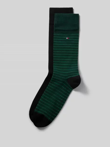 Skarpety z mieszanka bawełny w zestaw 2 szt. model MEN SMALL STRIPE SOCK' Tommy Hilfiger zielone