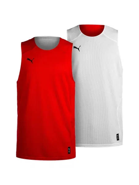 PUMA Tricou funcțional Hoops Team Reverse roșu / negru alb