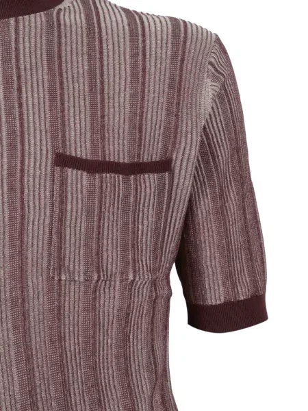 Tricou polo Ballantyne cu dungi scurt maro