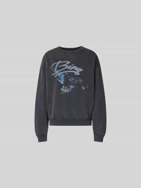 Bluza o kroju regular fit z nadrukiem z motywem Anine Bing czarna