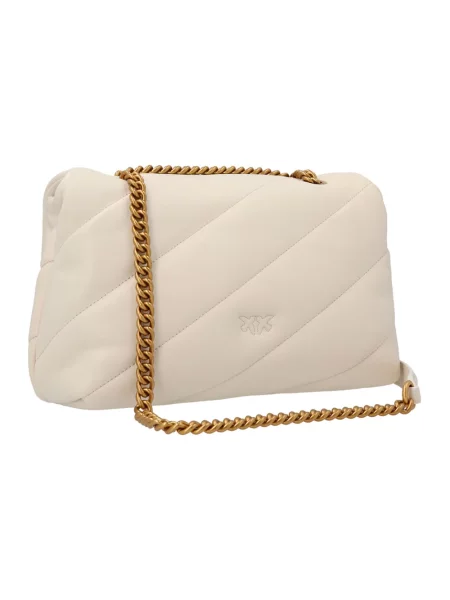 Torebka crossbody Pinko klasyczna z owczej skóry biała