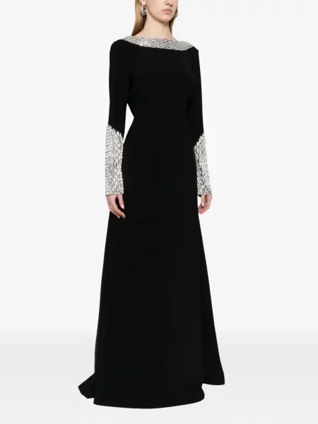 Rochie de seară Dina Melwani cu spatele deschis negru