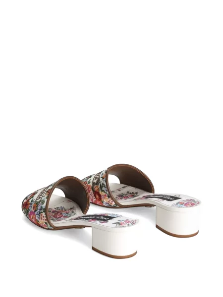 Кожени мюли Dolce & Gabbana бродирани бяло