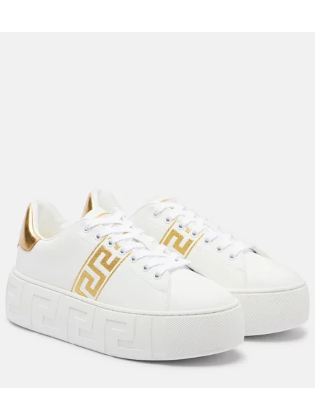 Sneakerși Versace cu broderie alb