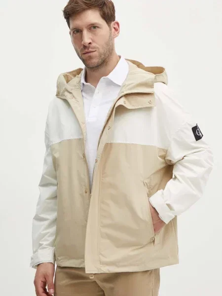 Яке Calvin Klein Jeans преходен модел с уголемена кройка бежово