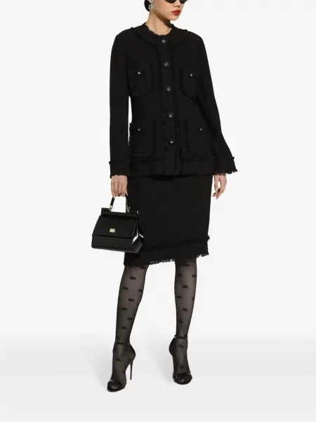 Vienakrūtis striukė Dolce & Gabbana tvido juoda