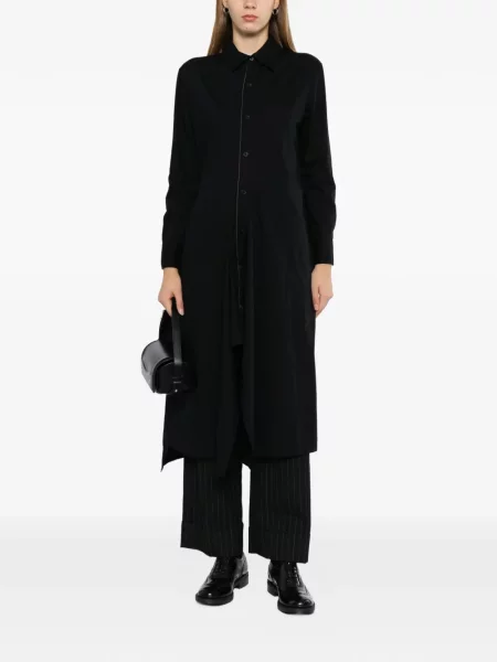 Rochie tip cămașă Yohji Yamamoto drapată negru