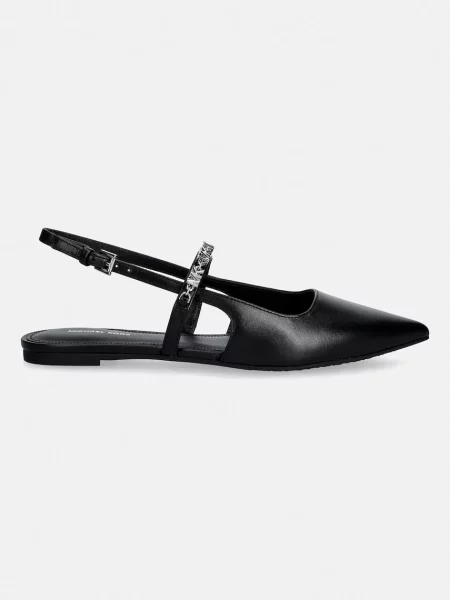 MICHAEL Michael Kors baleriny skórzane Dina Flex Sling Flat czarne