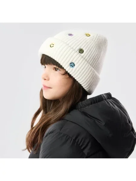 Reserved SmileyWorld® beanie sapka krémszínű