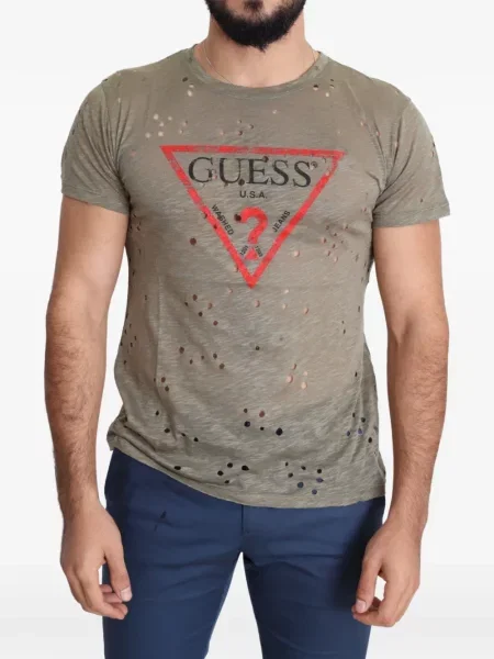 Tricou Guess zdrențuiți maro