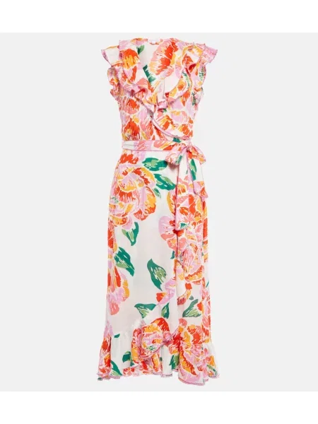 Rochie midi Poupette St Barth cu model floral până la genunchi de costum