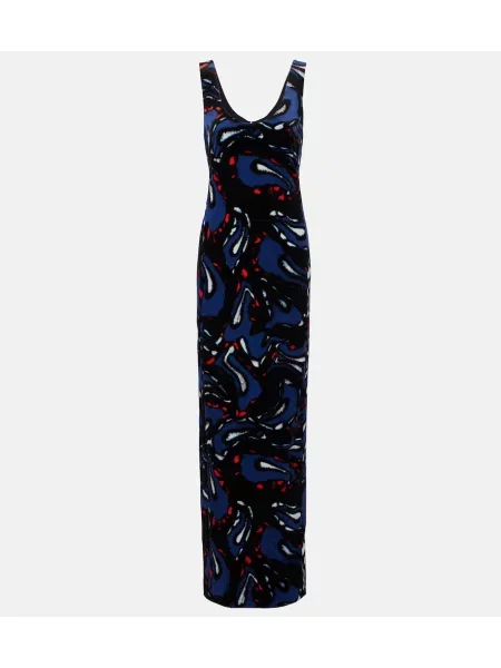 Rochie maxi Dries Van Noten cu imagine albastru