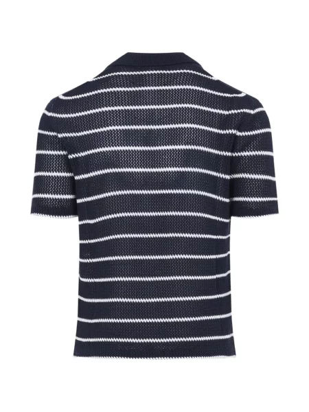 Tricou Ralph Lauren Purple Label cu dungi tricotate albastru