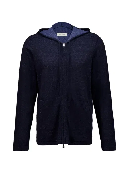 Hanorac cu glugă Piacenza Cashmere din cașmir cu cordon albastru