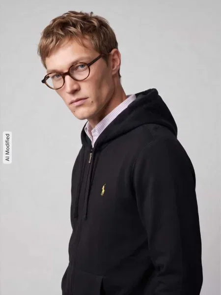 Bluza rozpinana z kontrastową podszewką na kołnierzu Polo Ralph Lauren czarna