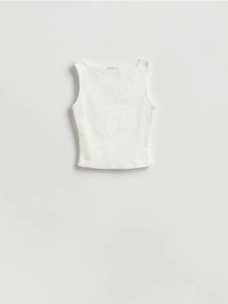 Top Reserved ażurowy biały