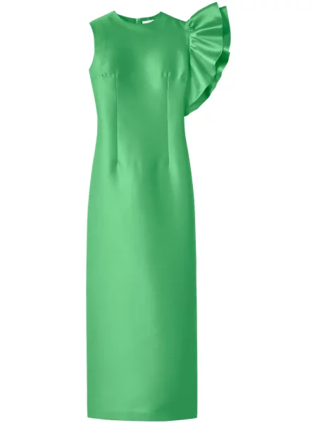 Rochie midi Destree cu volane până la genunchi de costum verde