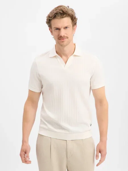 Koszulka polo w kroju regular fit z dekoltem w kształcie V model Baronito' Joop! biała